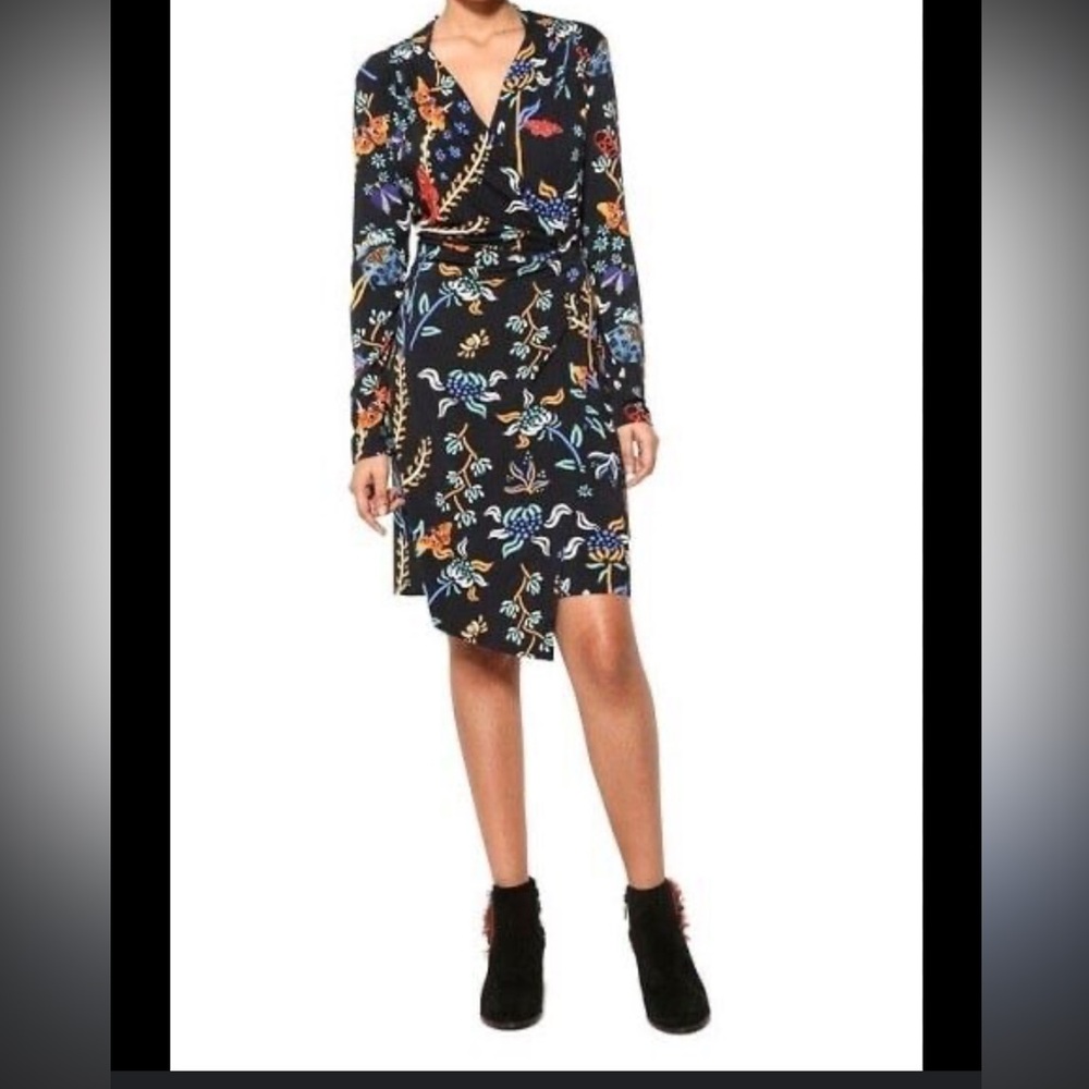 Desigual Black Asymmetrical Wrap Dress for Cocktail